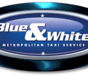 Blue and White Taxi